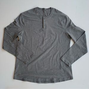 Lululemon Long Sleeve Henley Men Large ?Shirt Gray Buttons Longsleeve Athleisure
